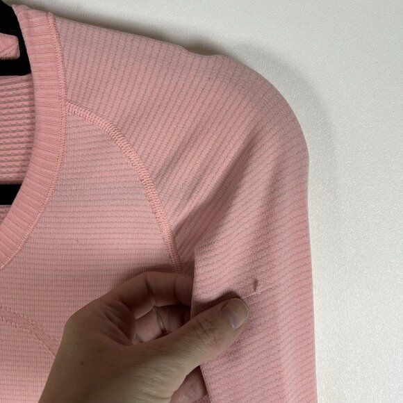 Lululemon Swiftly Tech Long Sleeve‎ Crew Sz 8 Pink Thumbholes Workout Yoga - Picture 4 of 7